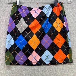 SHEIN Multicolor Argyle Mini Skirt
